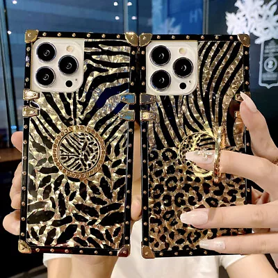 For IPhone 15 14 13 12 11 XS X 8 SE Glitter Bling Leopard Shockproof Case W/Ring • $15.03