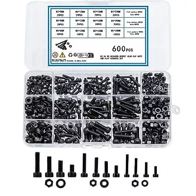 Nuts And Bolts Washers Assort Hex Socket Head Cap Metric Machine Screws 600 PCS • $12.13