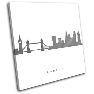 London  Skyline Geometric City SINGLE CANVAS WALL ART Picture Print • £19.99