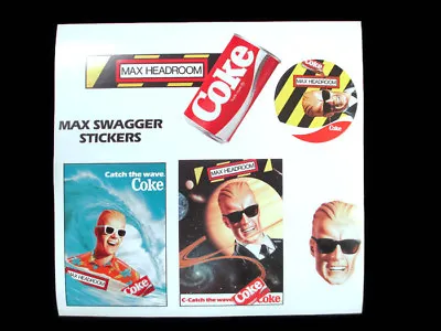 Coca-Cola New Coke Max Headroom Max Swagger Set Of 5 Sticker Sheets • $4.75
