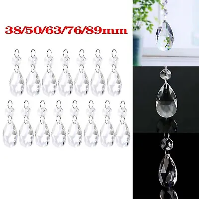 15pcs Clear Glass Crystal Chandelier Lamp Part Drops Prisms Hanging Pendant New • £15.52