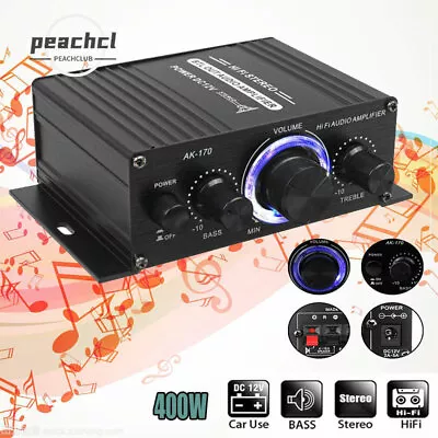 400W HiFi Digital Power Amplifier Mini Stereo Audio Amp Car Home Audio Subwoofer • £12.88