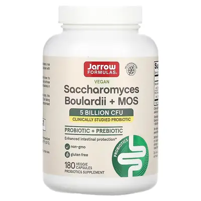 Jarrow Formulas Saccharomyces Boulardii + MOS 180 Caps | Probiotic + Prebiotic • £43.99