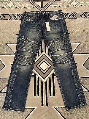 Rock Revival Frady Distressed Slim Straight Moro Denim Jeans Mens 36x31 | New • $69.95