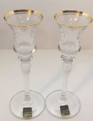 Vintage Mikasa Set Of 2  Jamestown Gold Trim Candle Holders 7 1/2  Tall • $30