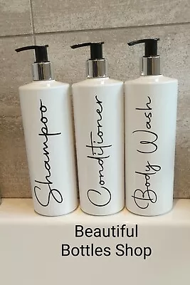 Mrs Hinch White Grey Bathroom Bottles Bamboo Shampoo Conditioner Hand Wash Etc • £8