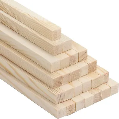 BELLE VOUS Square Natural  Wooden Sticks For Crafting (25 Pcs)  30 Cm Extra Long • £15.49