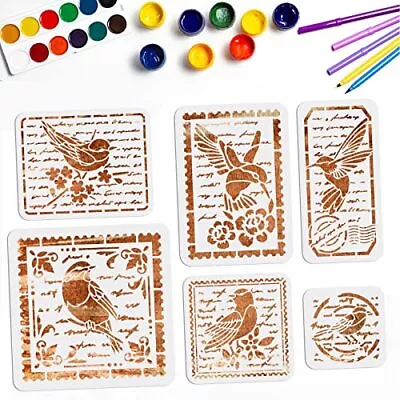 6pcs Vintage Birds Stencil Bird Tree Branch Stencils Hummingbird Letter Stamp... • $13.28