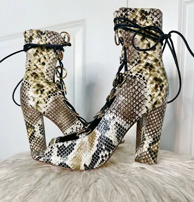Liliana Snakeskin Lace Up Heels • $18