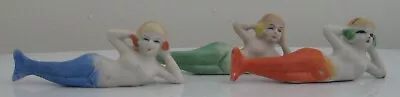 3 Vintage Bisque Ceramic Reclining Nude Mermaid Figurines Made In Japan 3.5  • $44.99