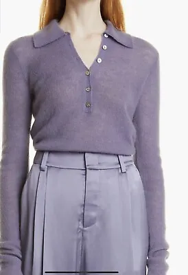 Vince Brushed Wool & Mohair-Blend Polo Sweater XS In Thistle (Purple Color) • $35