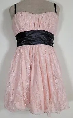 £25.92 • Buy Speechless Baby Doll Dress Pink Lace With Black Ribbon Floral Teen Size Medium