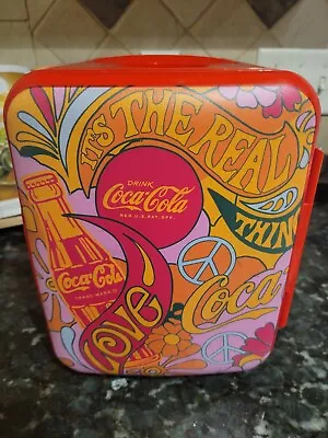 COCA COLA Vintage Peace 1971  Portable Mini Fridge Cooler/Warm Collectable Retro • $23.50