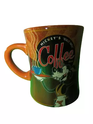 Mickeys Really Swell Coffee Disney Blend Theme Parks Mug Cup Brown Goofy 16 Oz • $12