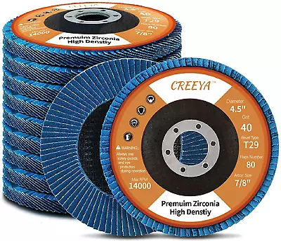 10pcs Sanding Disc T29 4 1/2 X 7/8 Inch 40 Grit High Density 80 Flaps Long Last • $20.99