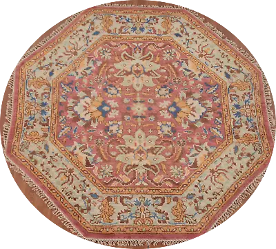 Heriz Serapi Indian Hand-Knotted Octagon Rug 6x6 Ft. In Wool • $515.81
