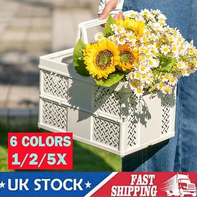 £9.99 • Buy 5XFoldable Plastic Storage Baskets Organisation Kitchen Storage Bin Container UK