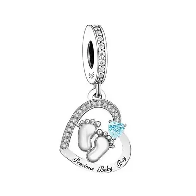 💖 Precious Baby Boy Charm Love Feet Footprints Genuine 925 Sterling Silver  • £16.95