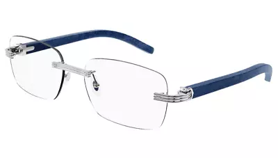 Cartier Eyeglasses CT0286O 005 56mm Silver Blue Rimless - Première De Cartier • $2795