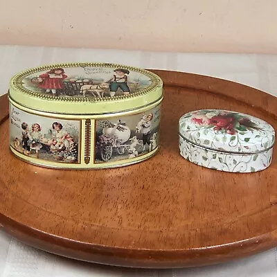 Vintage Tin Box Company  Easter Greetings And Keller Charles Flowers Tins Lot 2 • $12.95