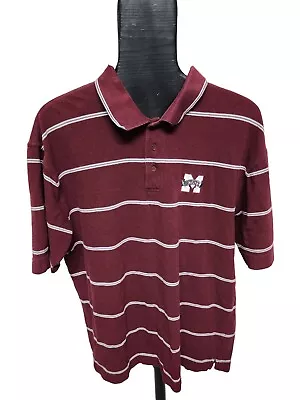 Cutter And Buck Men's XL Mississippi State Bulldogs Maroon White Striped Polo • $29.95