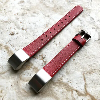 $56.33 • Buy Red Stylish Unisex Soft Leather Band Strap With Stitches For Fitbit Alta HR