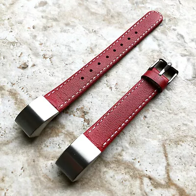 Red Stylish Unisex Soft Leather Band Strap With Stitches For Fitbit Alta HR • $63.88