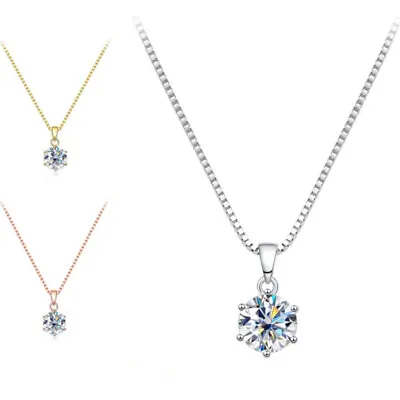 2CT D Moissanite Diamond Pendant Necklace For Women 925 Sterling Silvel Jewelry • £25.19