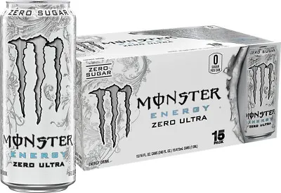 Monster Energy Zero Ultra Sugar Free Energy Drink 16 Ounce (Pack Of 15) • $31.88