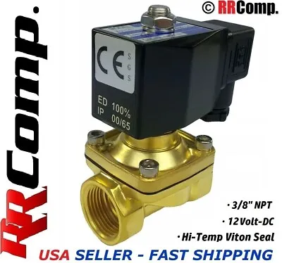 3/8  Npt 12-Volt DC Brass Electric Solenoid Valve Seal: FMK (Viton) • $29.98