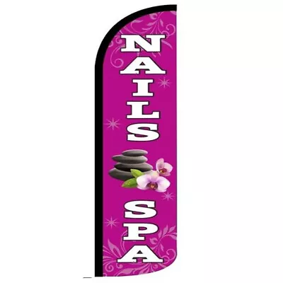 NAILS SPA Windless Swooper Flag 3x11.5' Tall Feather Sign Pz • $23.99