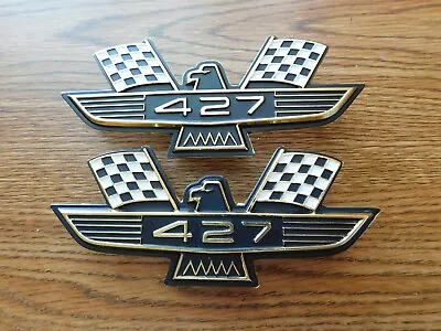 Ford 427 Crossed Flag Fender Emblems Gold Mustang Fairlane Galaxie Falcon 1969 + • $109