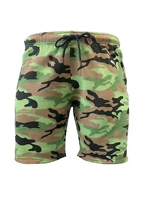 Men's Camouflage Fleece Shorts With Zip Pockets Camo Cargo Casual Combat (2071) • £9.99