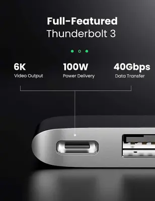 UGREEN USB C Hub MacBook Pro Adapter: Thunderbolt 3 6-IN-2 SD/TF Card Reader • £19.99