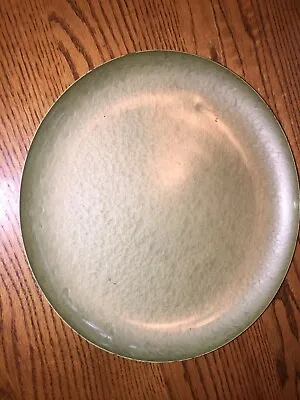 Vintage Mid Century Modern Kyes Green Moire Glaze Footed Tray Serving Bowl 12.5  • $29.99