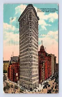 Flatiron Building NYC Antique Skyscraper Postcard Postal History Cover Madrid 35 • $19.99