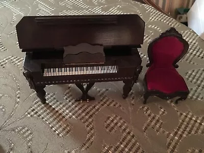 Sonia Messer Victorian Rococo Square Piano And Chair Set Dollhouse Miniature • $225