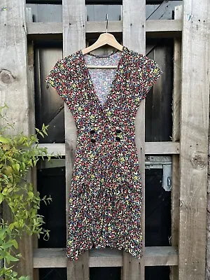 £8 • Buy Love Label Multicoloured Floral Ditsy Flippy Wrap Dress Size 8