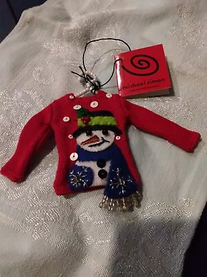 Michael Simon Frosty Snowman Sweater Ornament • $30