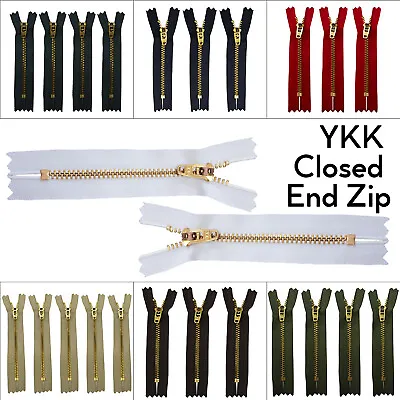 YKK Top Quality Zipper Polyester Tape Closed End Zip Various Colors & Sizes Jean • £4.29