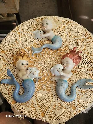 Vintage Norcrest 3 Pc Set Mermaids   5.5  Japan • $375