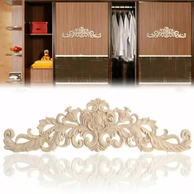 Unpainted Woodcarving Decal Onlay Oval Embossed Wood Applique Furniture Decor • $8.49