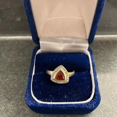 14K Gold Ladies Mexican  Fire Opal Diamond Ring 3 Grams Sz 6.25 • $474.99