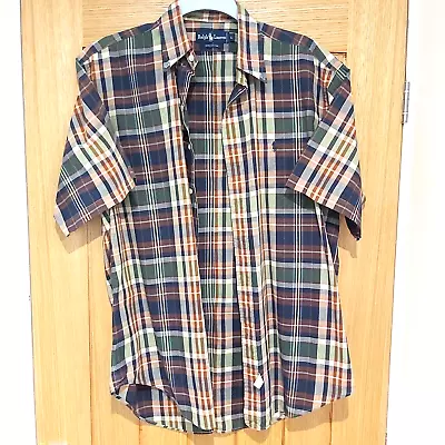 Ralph Lauren Shirt Large Multi Coloured Check Short Sleeve  Pit2Pit 24  Cotton • £12.99