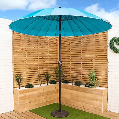 2.6m Aluminium Shanghai Garden Sun Shade Parasol With Crank & Tilt In Turquoise • £43.95