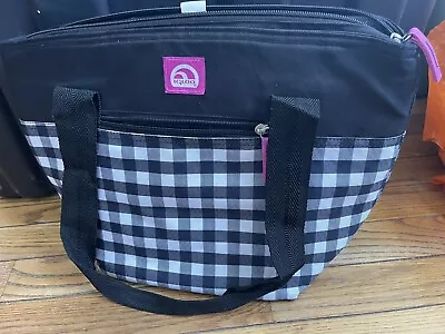 Igloo Insulated Lunch Bag Black And White Checkered With Pink Accent Side Zip • $10.95