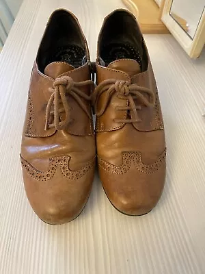 Caprice Tan Leather Heeled Shoes With Side Zip 5.5 • £4