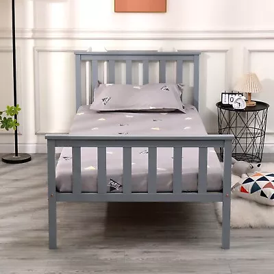 Single Bed Pine Frame 3ft Grey Wooden Shaker Style Bedroom Furniture • £52.95