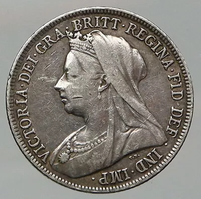 1897 UK Great Britain QUEEN VICTORIA 3 Shields Silver OLD Shilling Coin I92602 • $169.65