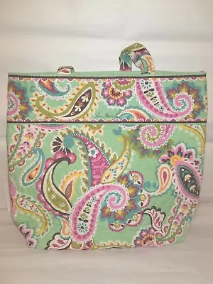 Vera Bradley Villager Bag Tote Snapbutton Tutti Frutti Green Pockets Pink Lining • $15